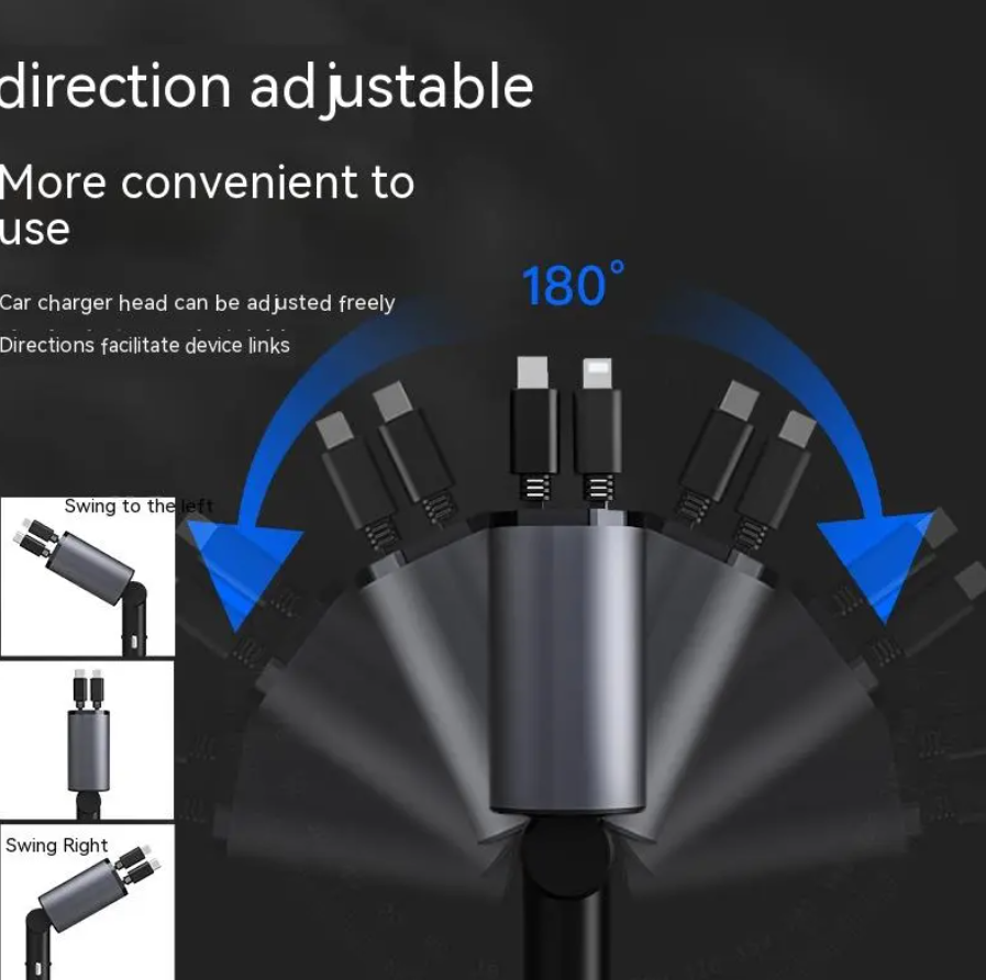 Fast Car Charger with Auto-Retract Cable