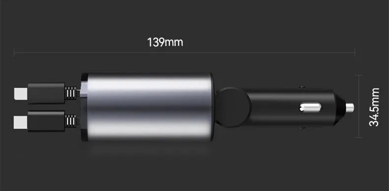Fast Car Charger with Auto-Retract Cable